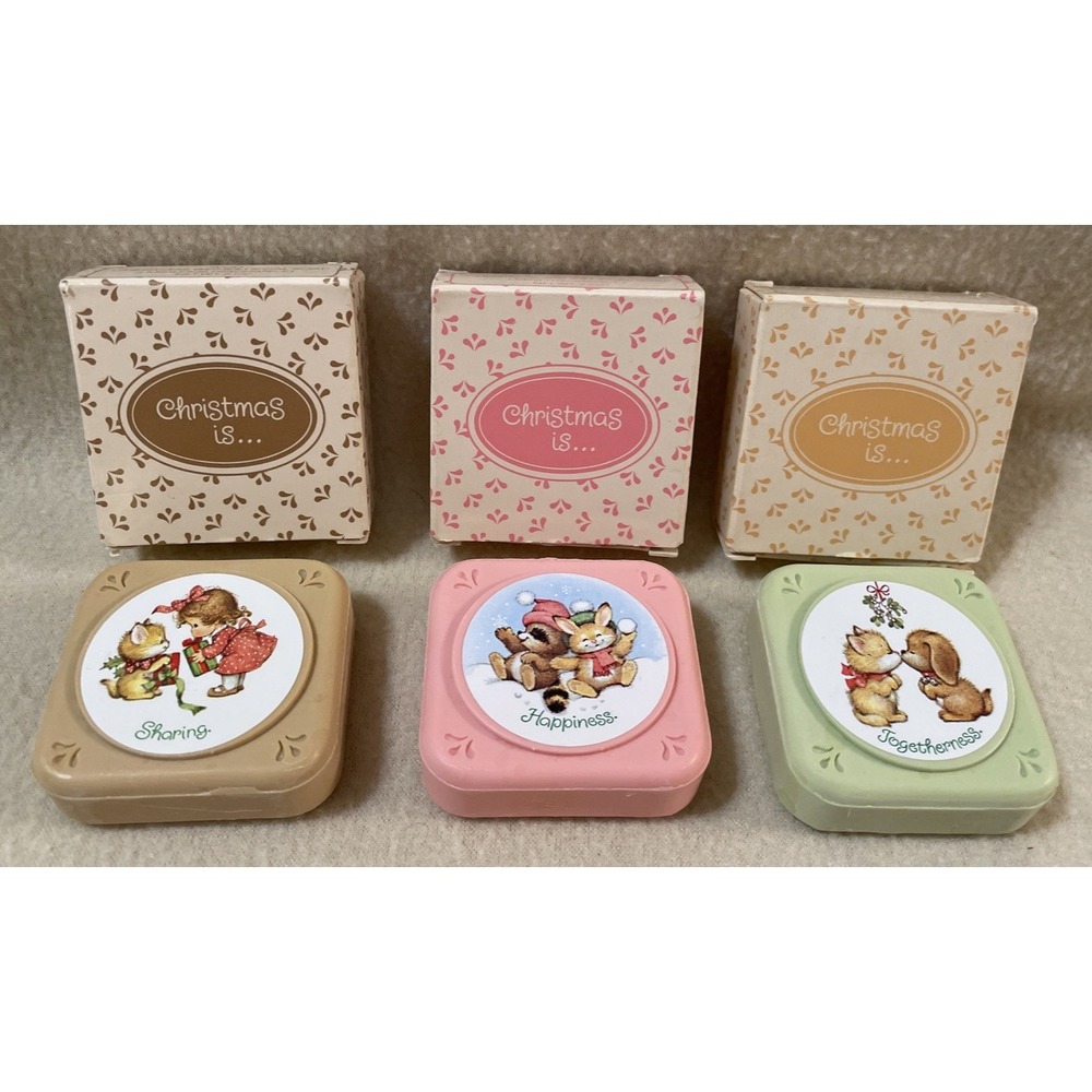 Set of 3 Vintage Avon Christmas Wishes Soaps Mistletoe & Bayberry Set New in Box